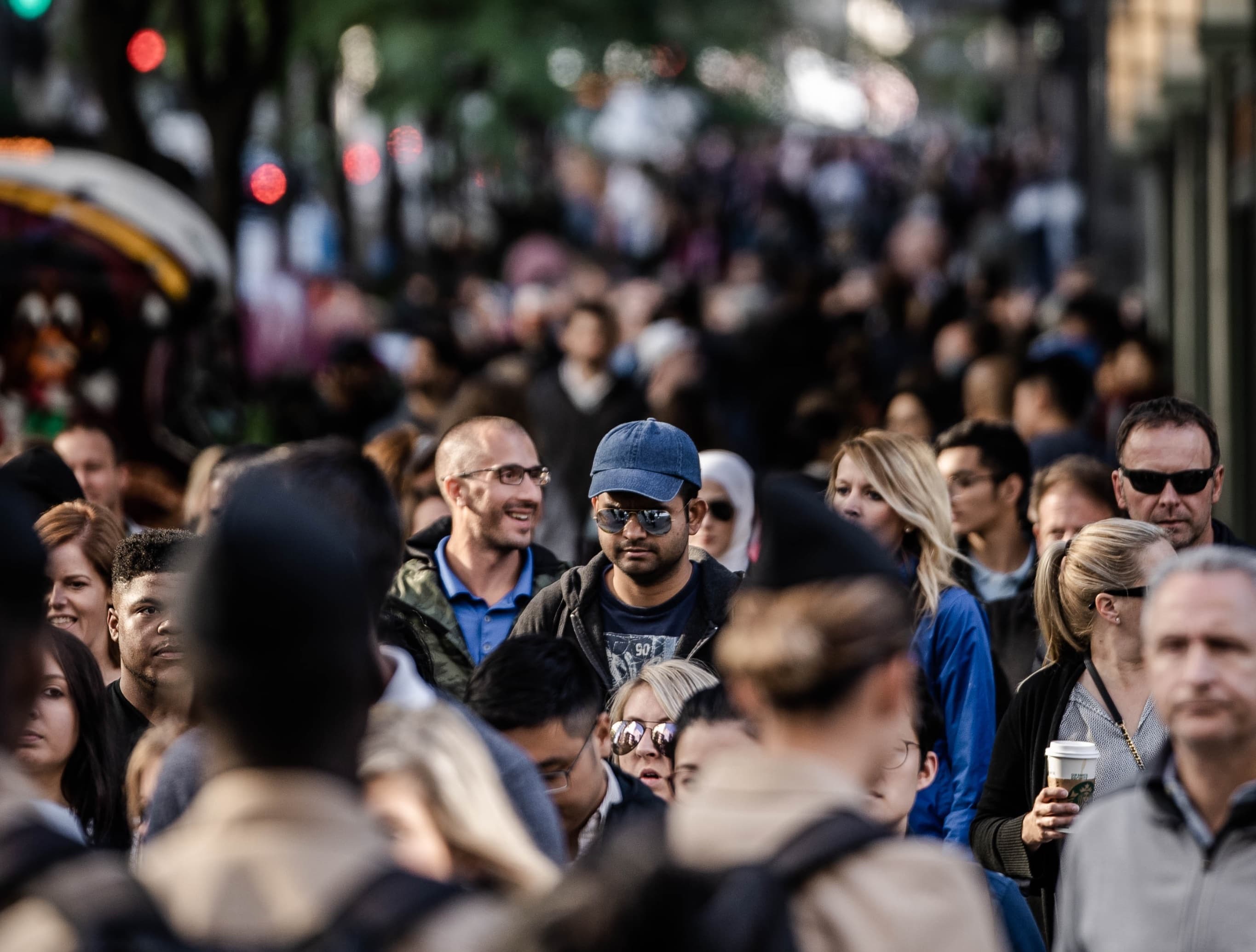 People walking on sidewalk