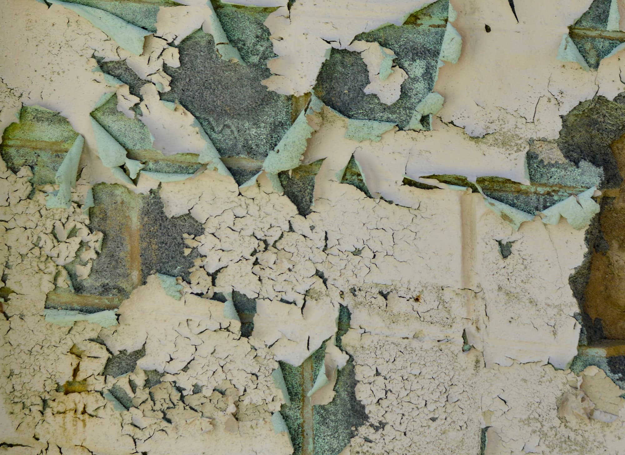 Paint pealing off of a break wall