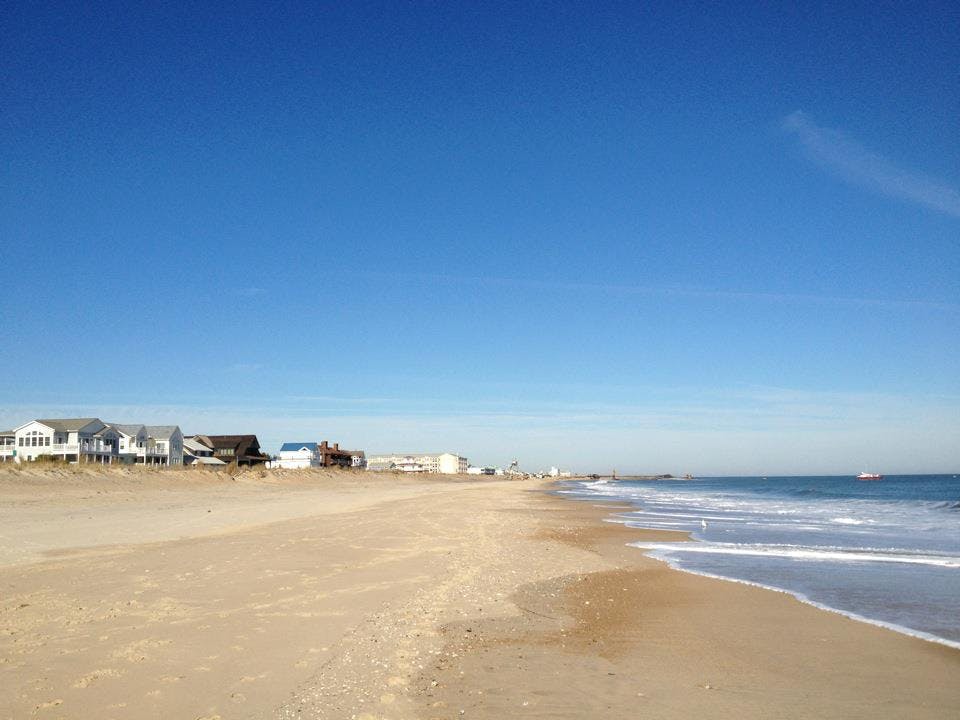 Dewey Beach, looking north where houses line the shore